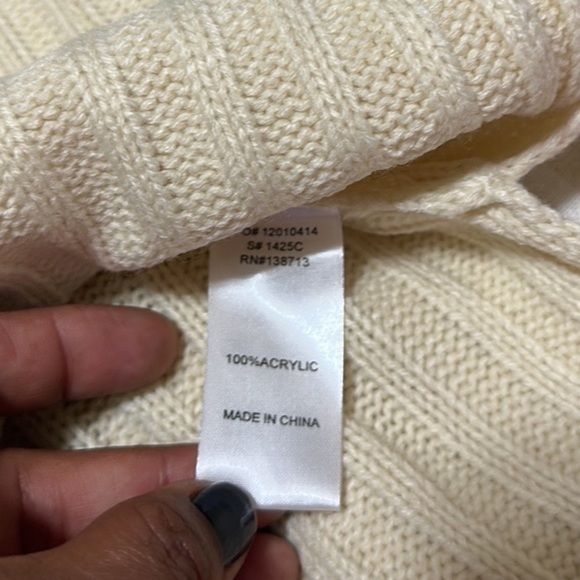 Doe + Rae Turtleneck Sweater Dress Long Sleeves With Side Slits Cream Size Large - Picture 11 of 13